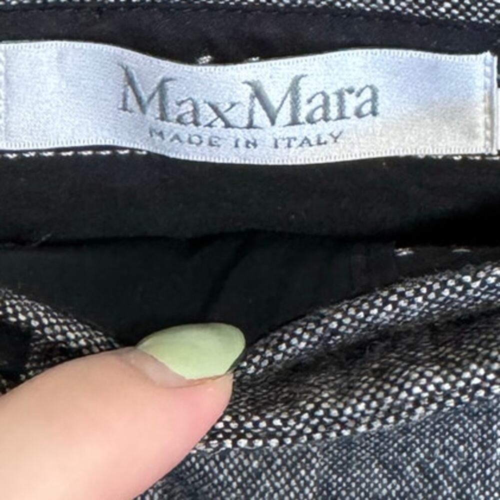 Max Mara Wool Cashmere Tailored Straight Leg Tweed Pants Gray Size 10 - Picture 6 of 9